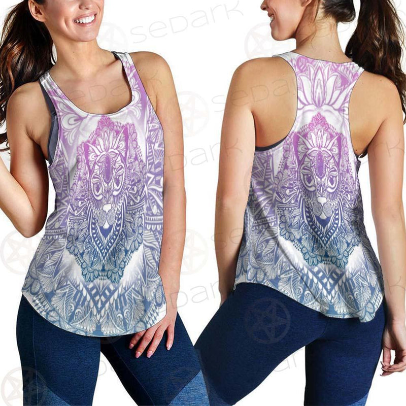 Cat Mystic And Mandala Tattoo SDN-1067 Women Tank Top