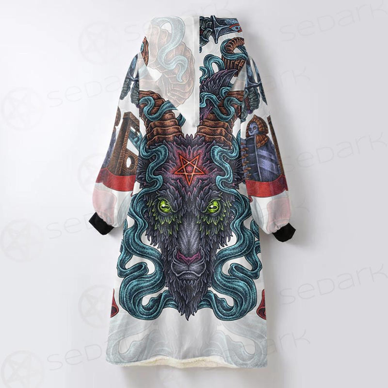 Infernal Torture Theme Tattoos Oversized Sherpa Blanket Hoodie