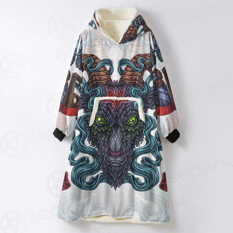 Infernal Torture Theme Tattoos Oversized Sherpa Blanket Hoodie