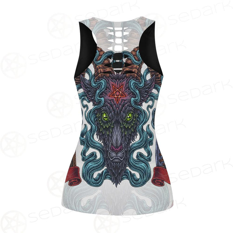 Infernal Torture Theme Tattoos Hollow Out Tank Top