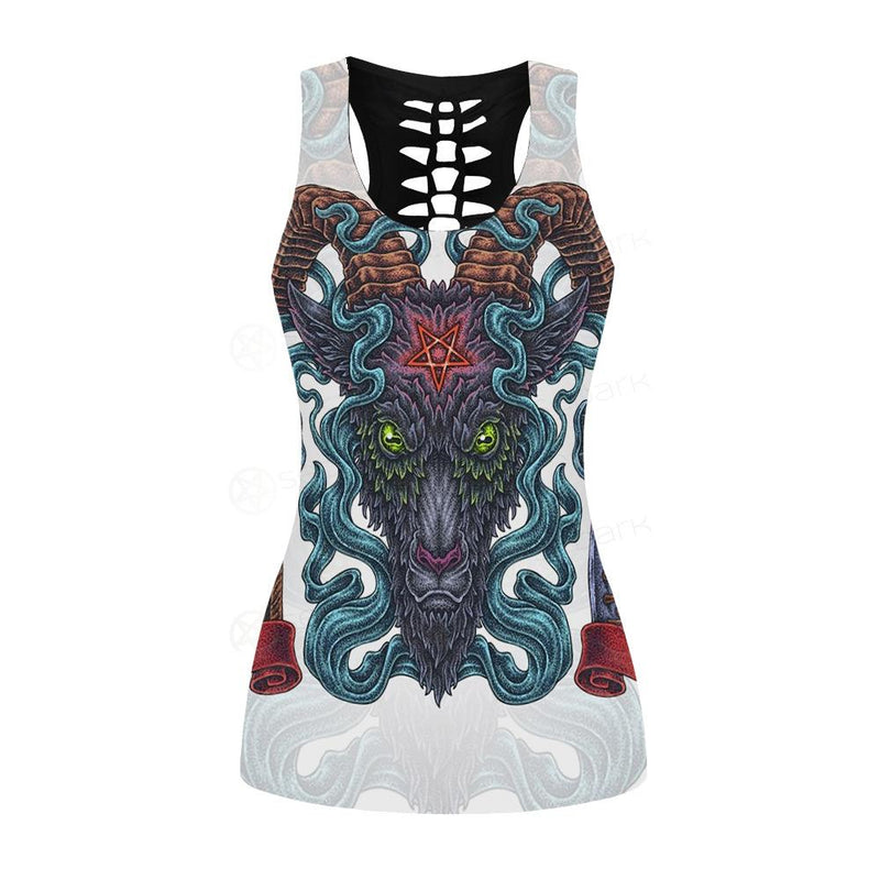 Infernal Torture Theme Tattoos Hollow Out Tank Top