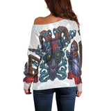 Infernal Torture Theme Tattoos Off Shoulder Sweaters