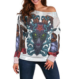 Infernal Torture Theme Tattoos Off Shoulder Sweaters