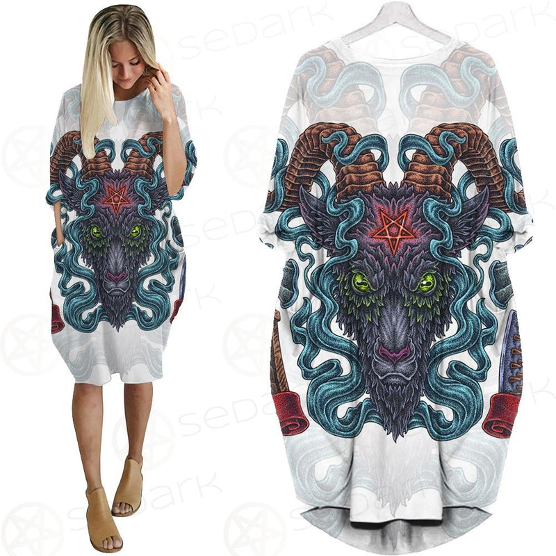 Infernal Torture Theme Tattoos Batwing Pocket Dress