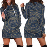 Sun Face With Stars Medallion Ornament SDN-1071 Hoodie Dress