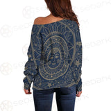 Sun Face With Stars Medallion Ornament SDN-1071 Off Shoulder Sweaters