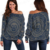 Sun Face With Stars Medallion Ornament SDN-1071 Off Shoulder Sweaters