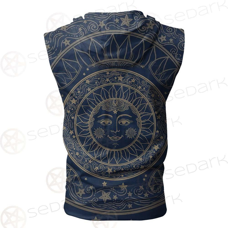 Sun Face With Stars Medallion Ornament SDN-1071 Zip Sleeveless Hoodie