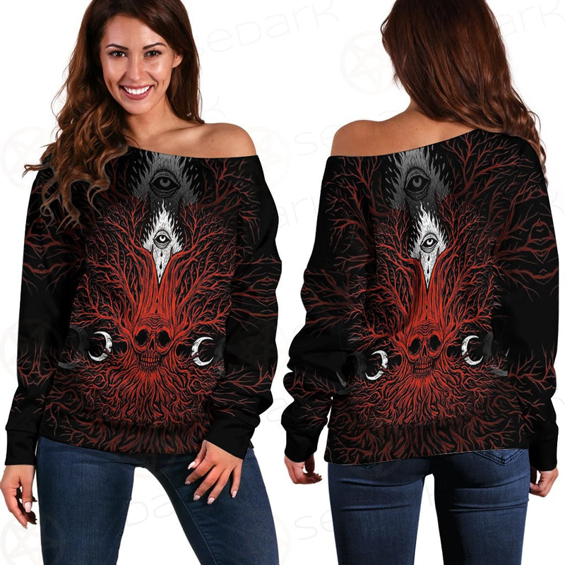 A Moon And A Burning Eye SDN-0173 Off Shoulder Sweaters
