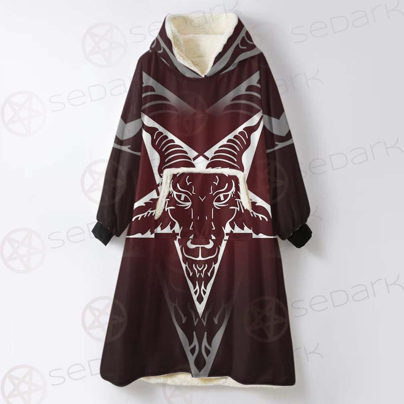 Goat Head On Pentagram SDN-1078 Oversized Sherpa Blanket Hoodie