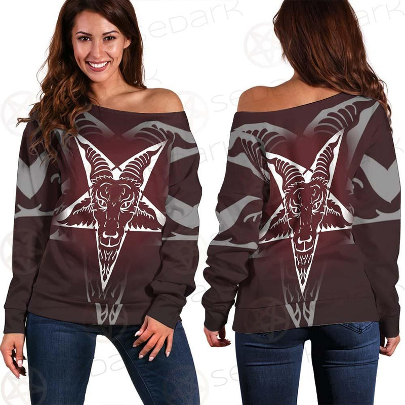 Goat Head On Pentagram SDN-1078 Off Shoulder Sweaters