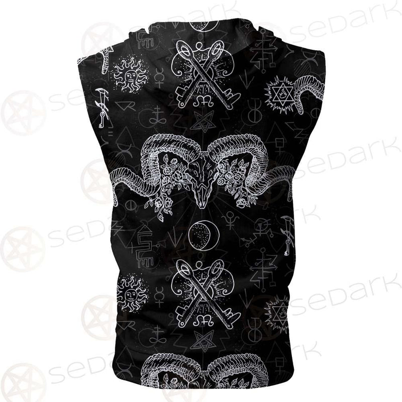 Devils Head With Horns SDN-1079 Zip Sleeveless Hoodie