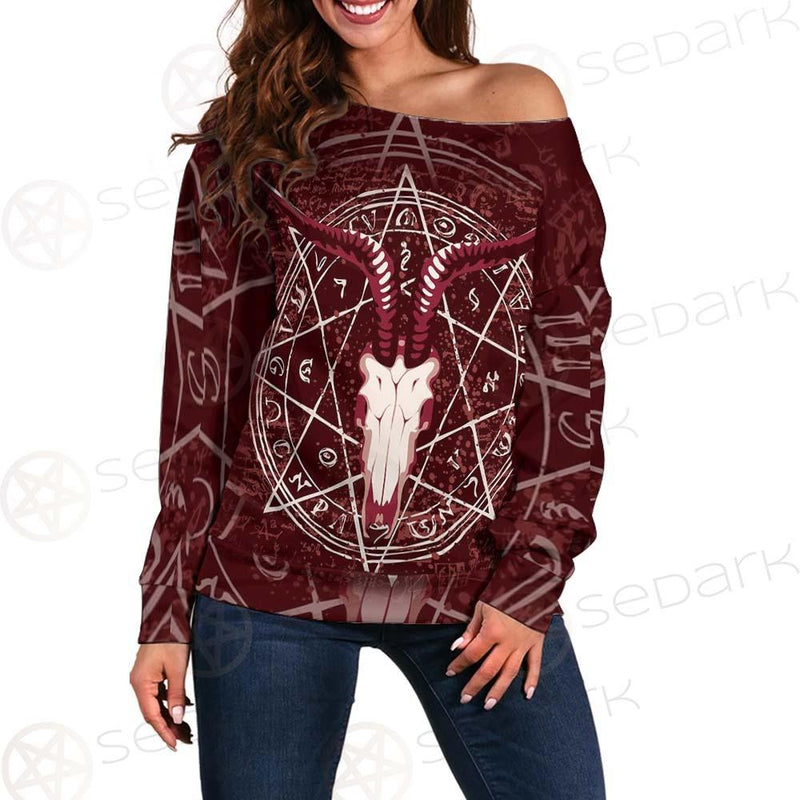 Pentagram With Magical Inscriptions SDN-1080 Off Shoulder Sweaters