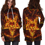 Satanic Fire Pentagram Hoodie Dress