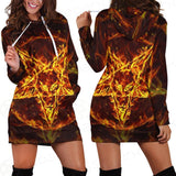 Satanic Fire Pentagram Hoodie Dress