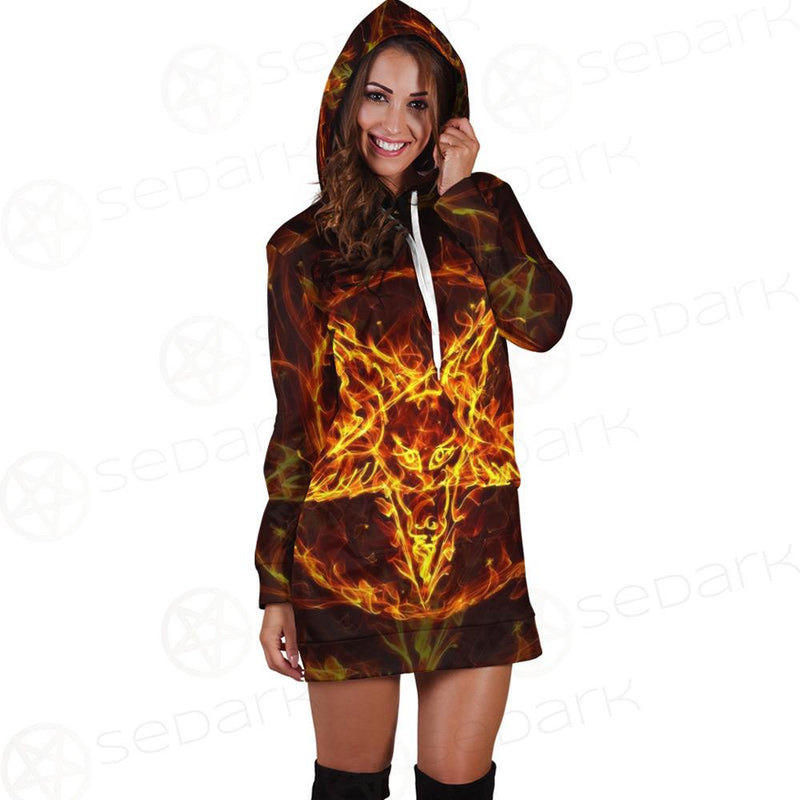Satanic Fire Pentagram Hoodie Dress