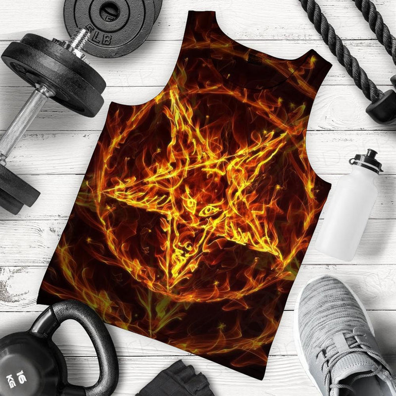Satanic Fire Pentagram Men Tank-tops