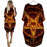 Satanic Fire Pentagram Batwing Pocket Dress