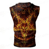 Satanic Fire Pentagram Zip Sleeveless Hoodie