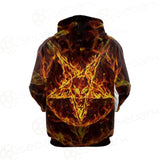 Satanic Fire Pentagram Hoodie Raglan Zip