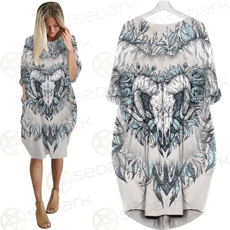 Binary Satanic Symbol SDN-1083 Batwing Pocket Dress