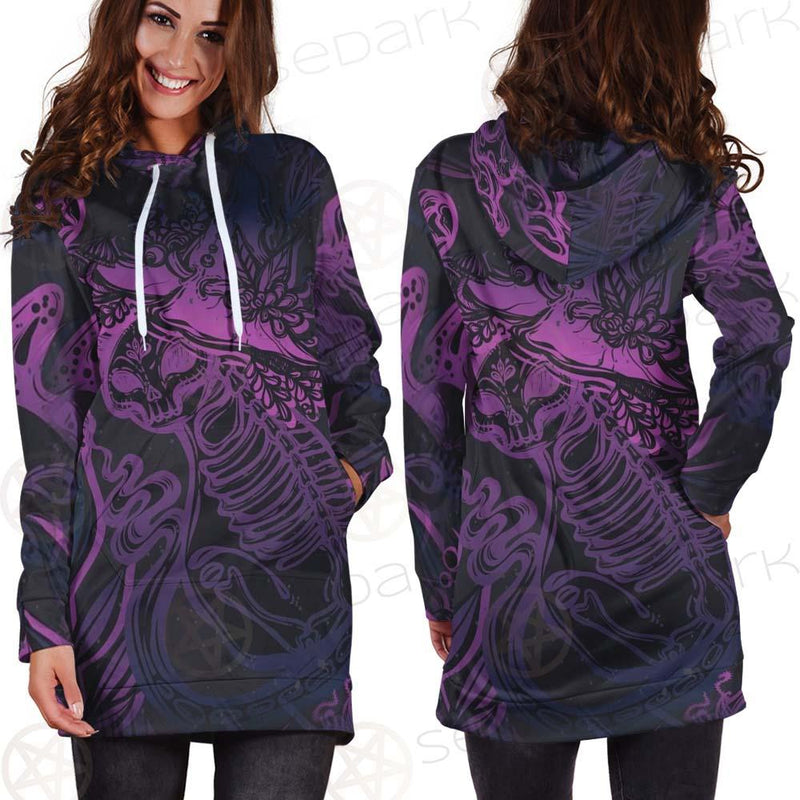 Vector Composition With Mystical Cat Skeleton SDN-1085 Hoodie Dress