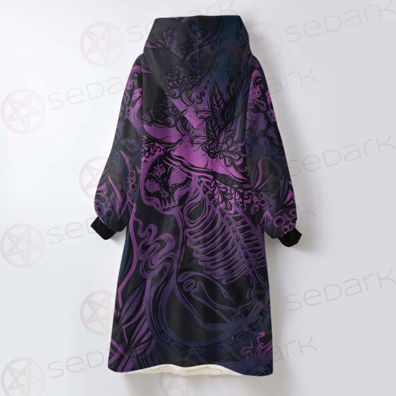 Vector Composition With Mystical Cat Skeleton SDN-1085 Oversized Sherpa Blanket Hoodie