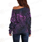 Vector Composition With Mystical Cat Skeleton SDN-1085 Off Shoulder Sweaters