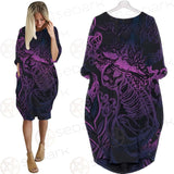 Vector Composition With Mystical Cat Skeleton SDN-1085 Batwing Pocket Dress