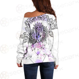 Dreamcatcher With Four Eyed Cat SDN-1086 Off Shoulder Sweaters