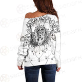 Dreamcatcher With Four Eyed Cat SDN-1087 Off Shoulder Sweaters