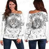 Dreamcatcher With Four Eyed Cat SDN-1087 Off Shoulder Sweaters