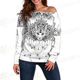 Dreamcatcher With Four Eyed Cat SDN-1087 Off Shoulder Sweaters
