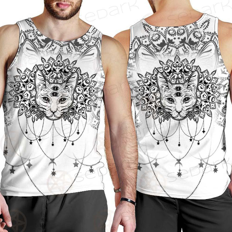 Dreamcatcher With Four Eyed Cat SDN-1087 Men Tank-tops