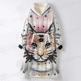 Illustration With Four Eyed Magic Cat SDN-1088 Oversized Sherpa Blanket Hoodie