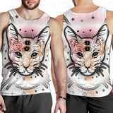 Illustration With Four Eyed Magic Cat SDN-1088 Men Tank-tops