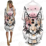 Illustration With Four Eyed Magic Cat SDN-1088 Batwing Pocket Dress