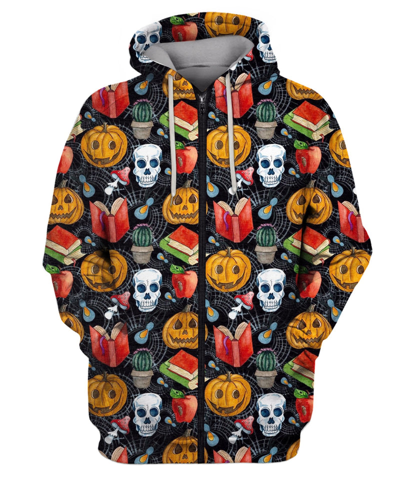 Holiday Composition With Funny Pumpkins Zip Hoodie