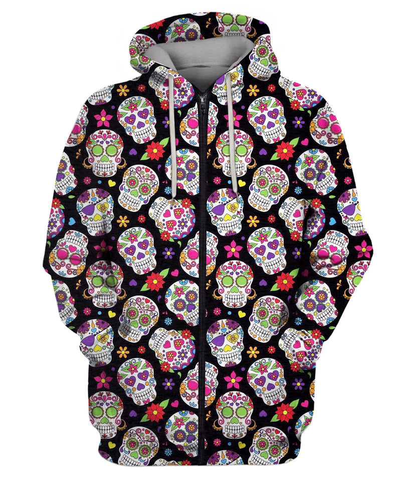 Day Of The Sugar Skull Zip Hoodie