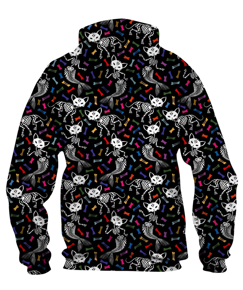 Skeletons Of Cats And Mermaids Zip Hoodie
