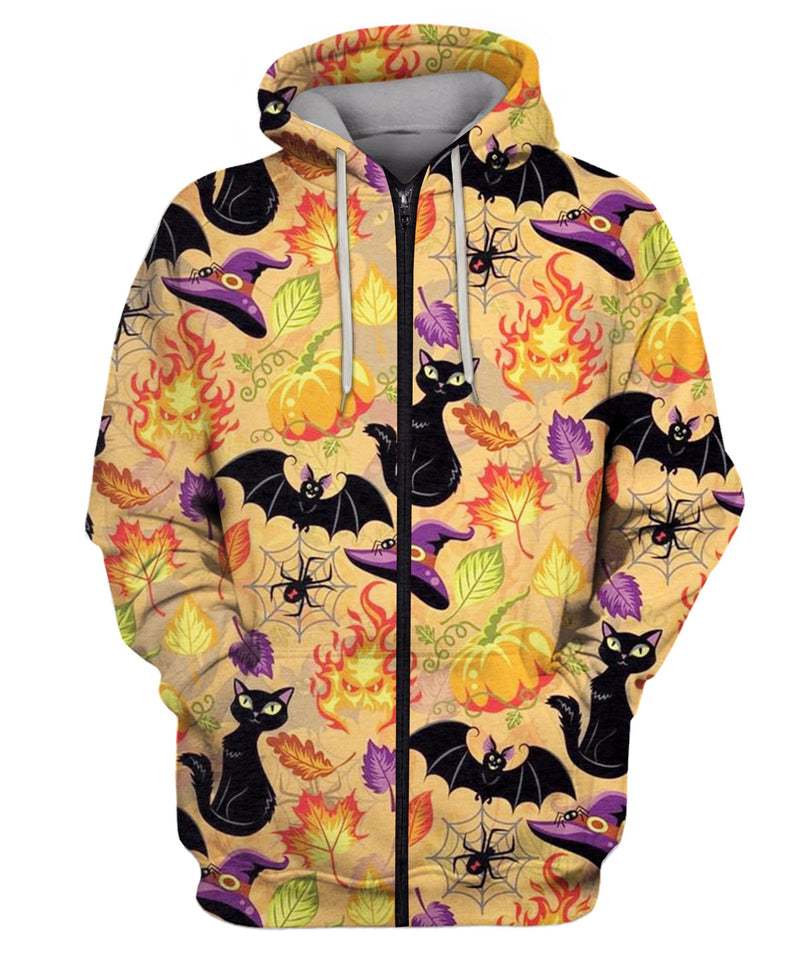 Seamless Pattern For Halloween. Zip Hoodie