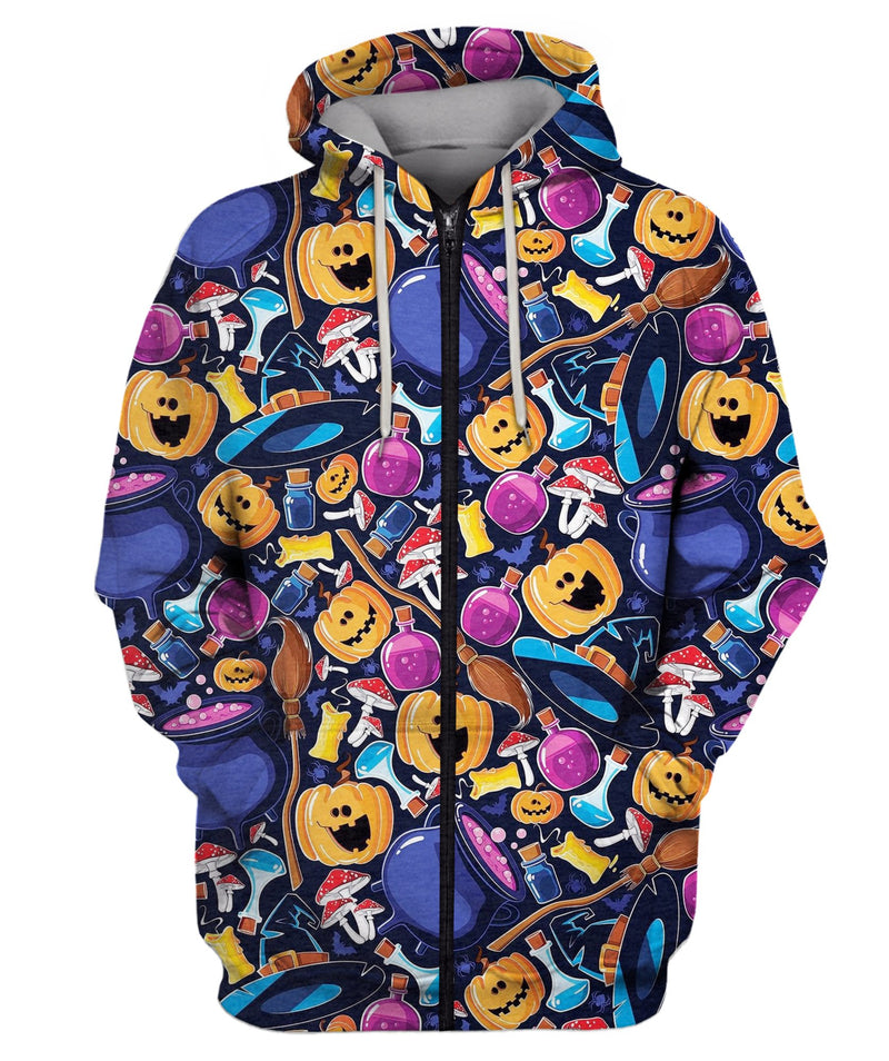 Seamless Pattern Halloween Zip Hoodie