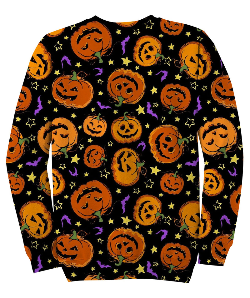 Jack Orange Lantern Drawn With Carved Faces Sweatshirt