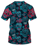 Skull With Floral Ornament And Flower T-Shirt