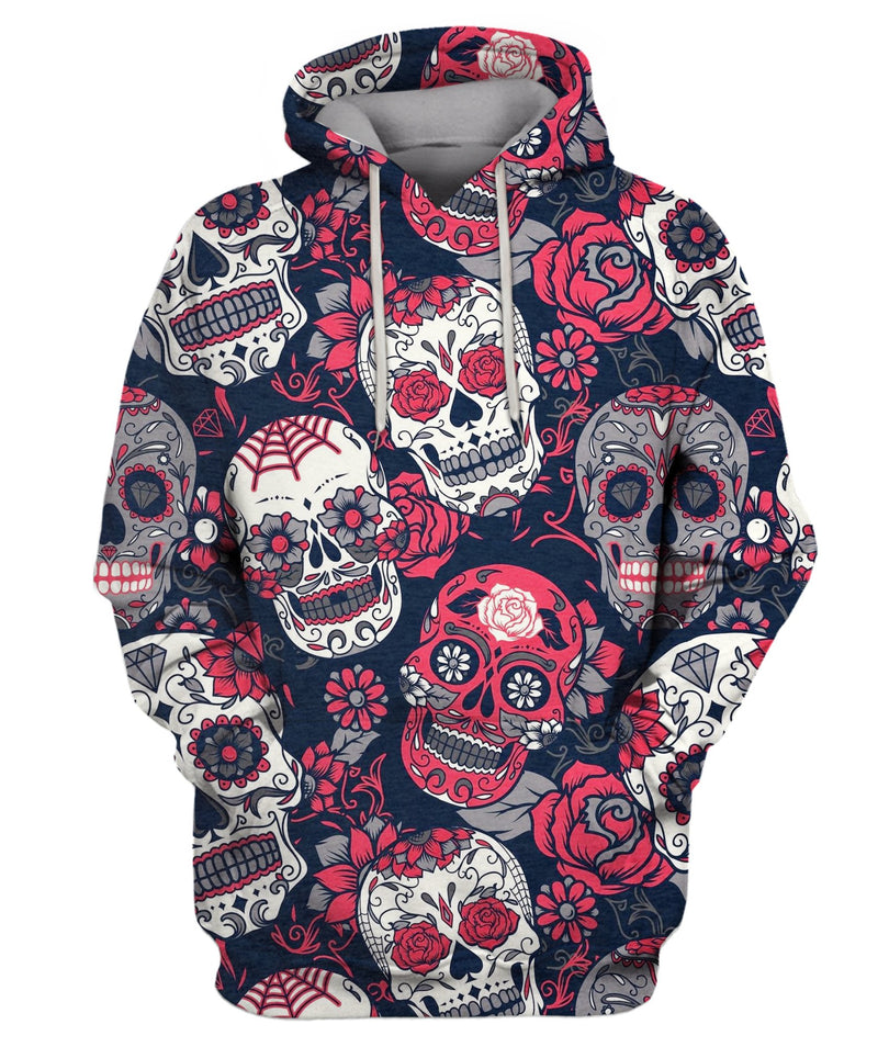 Sugar Skull With Floral Ornament Hoodie