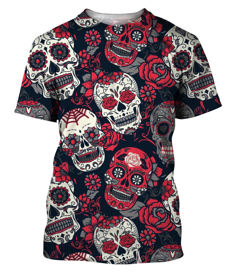 Sugar Skull With Floral Ornament T-Shirt