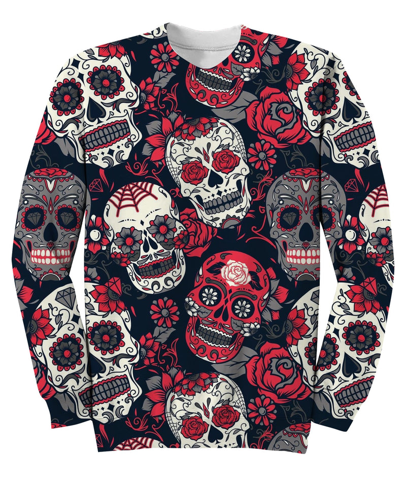 Sugar Skull With Floral Ornament Sweatshirt