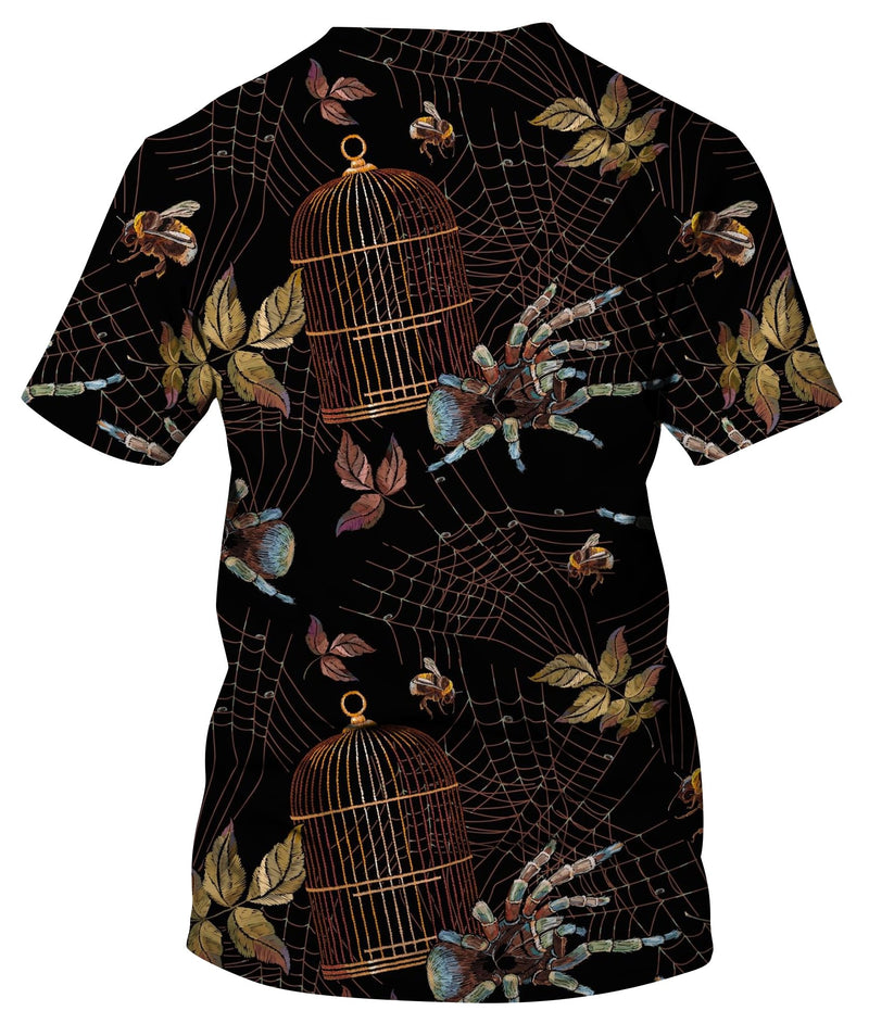 Embroidery Spider And Gold Cage T-Shirt