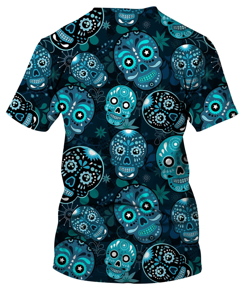 Sugar Skull With Floral Ornament And Flower T-Shirt