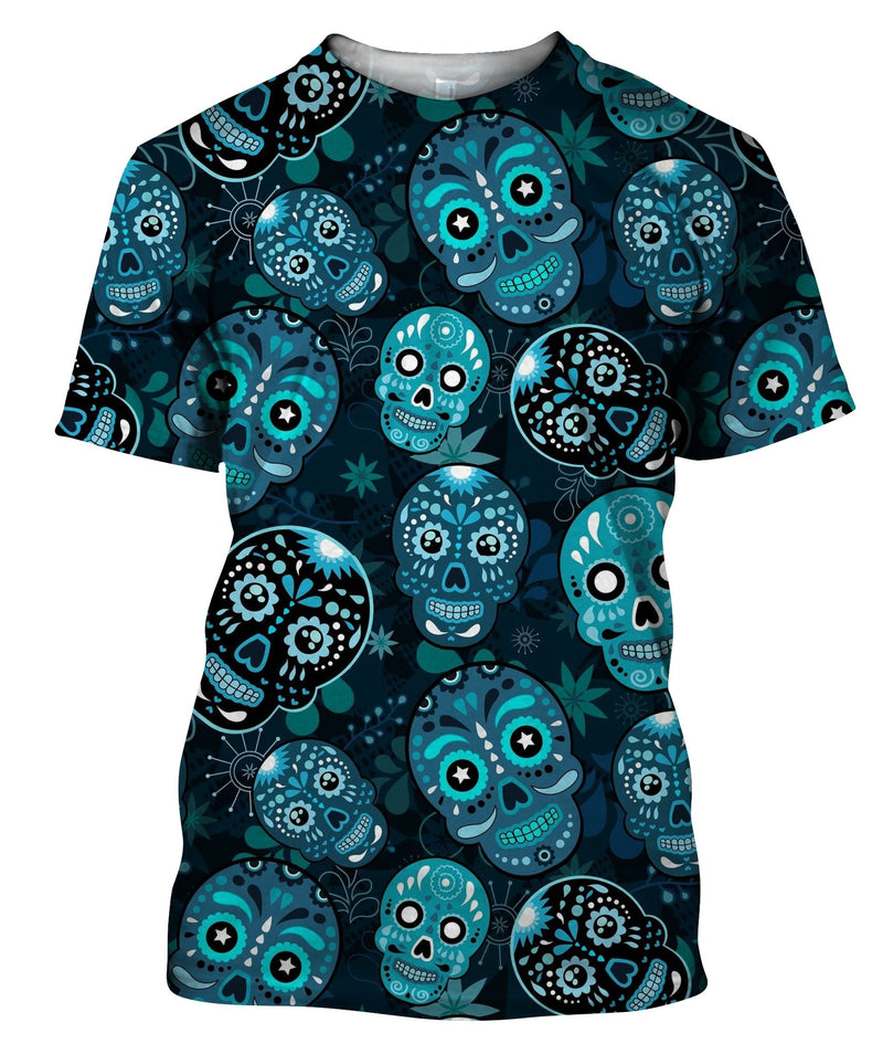 Sugar Skull With Floral Ornament And Flower T-Shirt